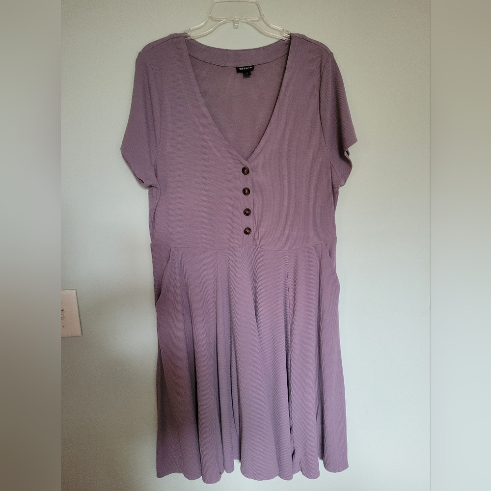 Torrid Lavender Ribbed Dress V Neck